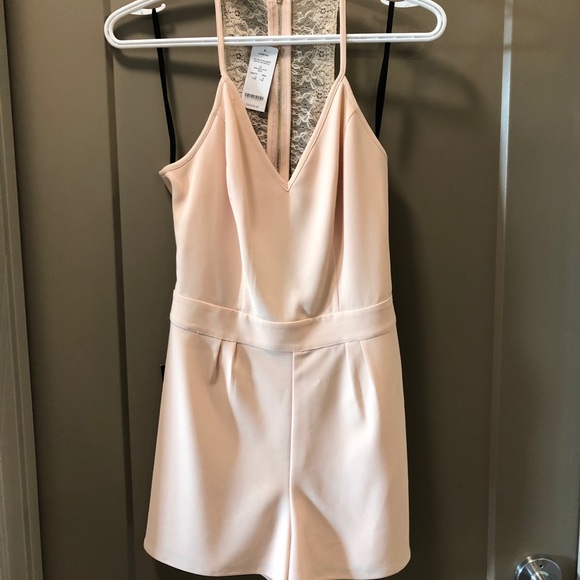 Light/pale pink lace back Romper - Picture 1 of 4